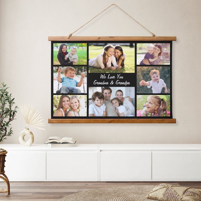 Tapisserie Suspendue Grand-parents 8 Photo Collage noir (Créateur téléchargé)
