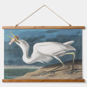 Tapisserie Suspendue Grande Aigrette d'Audubon : Oiseau côtier vintage