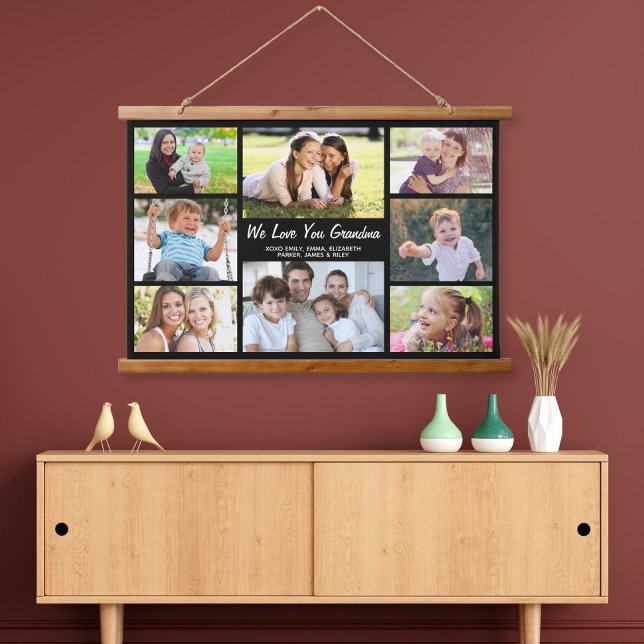 Tapisserie Suspendue Grandma 8 Photo Collage noir (Créateur téléchargé)