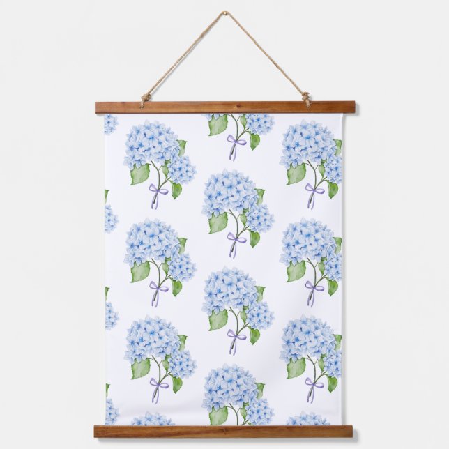 Tapisserie Suspendue Grandmillenial fleuri hydrangea arc bleu preppy (Recto)