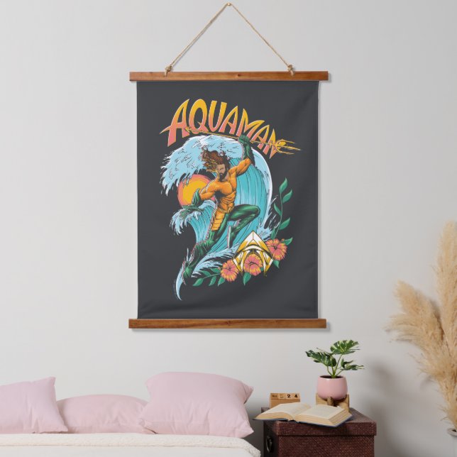 Tapisserie Suspendue Graphique du Surf de levage Aquaman et Trident (Chambre à coucher)