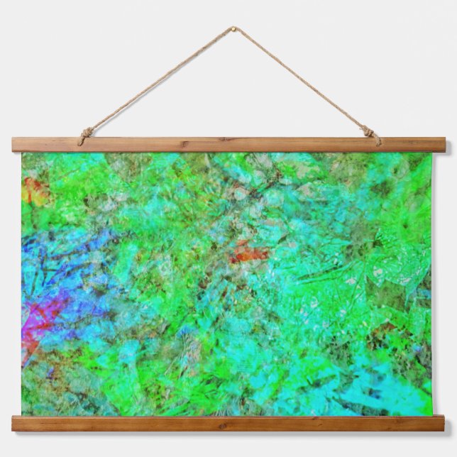 Tapisserie Suspendue Green abstract Wood Topped Wall Tapestry,Smooth  (Devant)