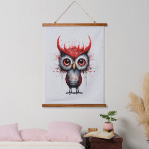 Tapisserie Suspendue Gris rouge et noir Abstrait Mad Bird