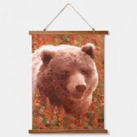 Grizzly Bear Cub dans Fireweed Peinture Art de la