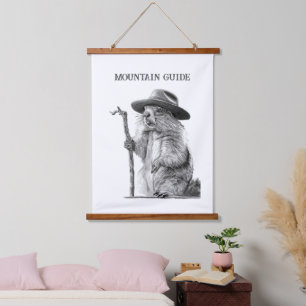 Tapisserie Suspendue Guide de montagne - Dessin fantaisiste de marmotte