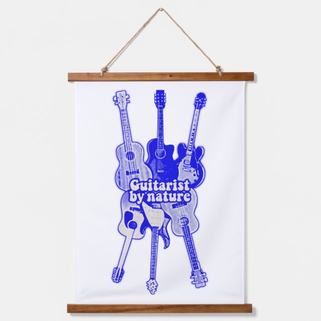 Tapisserie Suspendue Guitariste par nature. Guitare bleue vintage (Recto)
