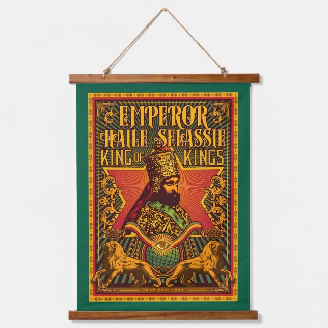 Tapisserie Suspendue Haile Selassie Jah Rastafari Rasta Reggae Roots  (Recto)