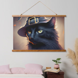 Tapisserie Suspendue Halloween de chat noir