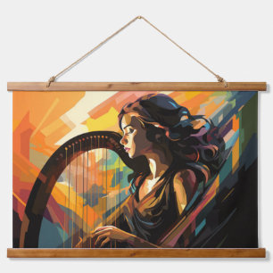Tapisserie Suspendue Harp Player Music Peinture Art Décor Abstrait