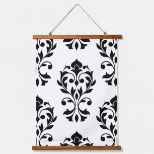 Tapisserie Suspendue Heart Damask Lg Motif II noir sur blanc