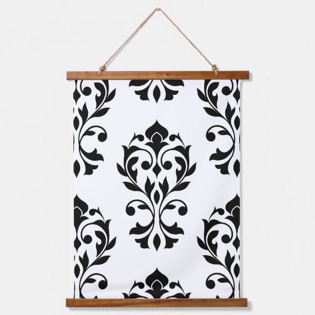 Tapisserie Suspendue Heart Damask Lg Motif II noir sur blanc (Recto)