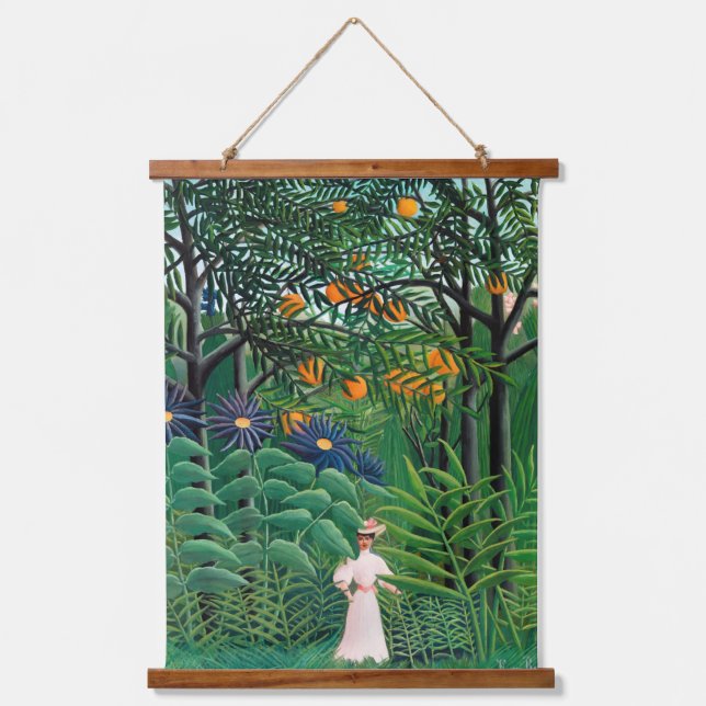 Tapisserie Suspendue Henri Rousseau - Une femme marche dans une forêt e (Recto)