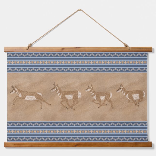Tapisserie Suspendue Herd Antelope du sud-ouest de Pronghorn avec bordu (Devant)