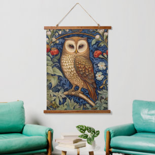 Tapisserie Suspendue Hibou dans le jardin style William Morris