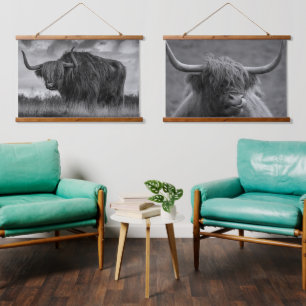 Tapisserie Suspendue Highland Cow Rustic Farmhouse art