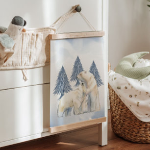 Tapisserie Suspendue Hiver Famille Ours polaire Artique Nourriture Déco