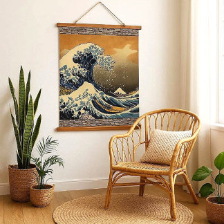 Tapisserie Suspendue Hokusai Grande Vague au large de Kanagawa Vintage 
