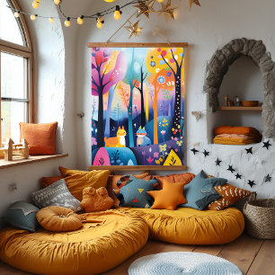 Tapisserie Suspendue Illustration d'animaux de forêt