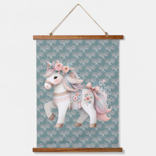 Tapisserie Suspendue Illustration de cheval de fantaisie au pastel flor