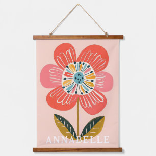 Tapisserie Suspendue Illustration de prénom scandinave de fleurs boho