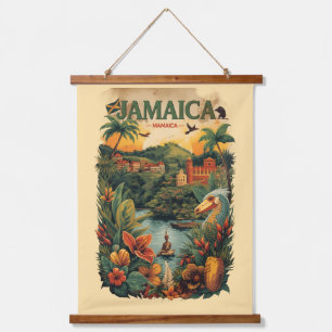 Tapisserie Suspendue Illustration de voyage à la Jamaïque de style vint