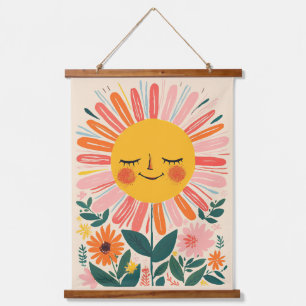 Tapisserie Suspendue Illustration florale mignonne de tournesols boho