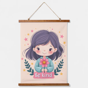 Tapisserie Suspendue Illustration mignonne Kawaii "Soyez gentil"