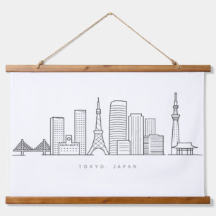 Tapisserie Suspendue Illustration minimaliste de la skyline de Tokyo