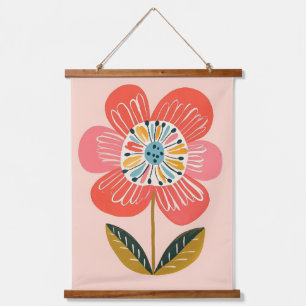 Tapisserie Suspendue Illustration scandinave de fleurs bohèmes mignonne