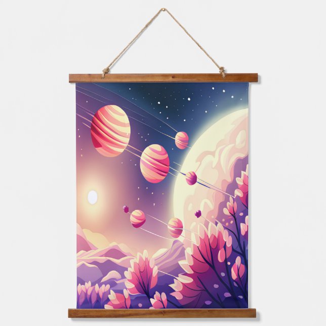 Tapisserie Suspendue Image De Paysage Floral Rose Cute Dans L'Espace (Recto)