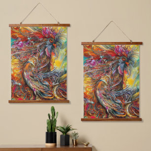 Tapisserie Suspendue Imaginaire de coq Abstrait