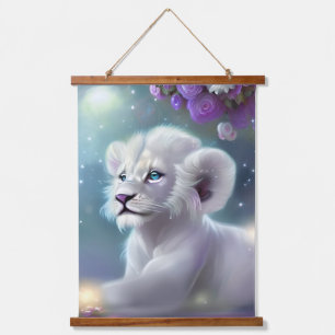 Tapisserie Suspendue Imaginaire Lion Bébé Blanc