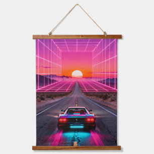 Tapisserie Suspendue Impression d'art mural de voiture rétro-futuriste