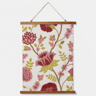 Tapisserie Suspendue Jacobean Floral Lg Motif Reds Pinks Gold Crème