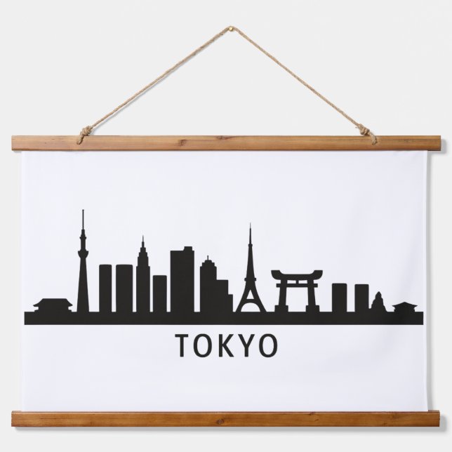 Tapisserie Suspendue Japan Cityscape Travel | Tokyo Skyline Silhouette (Devant)