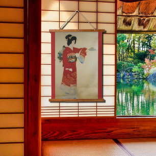Tapisserie Suspendue Japonaise vintage en kimono rouge