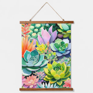 Tapisserie Suspendue Jardin botanique de succulentes colorées d'été