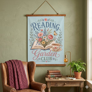 Tapisserie Suspendue Jardin de lecture Cottagecore Floral Club