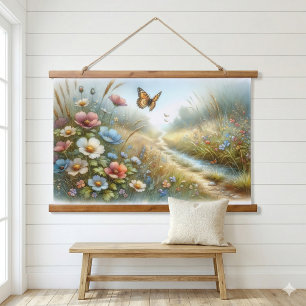 Tapisserie Suspendue Jardin de papillons de la prairie fleurie