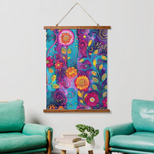 Tapisserie Suspendue Jardin Psychedélique – Folie en Fleur