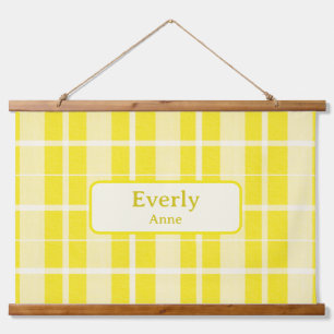 Tapisserie Suspendue Jaune Plaid Personnalisé Nom du bébé Signal Garde-