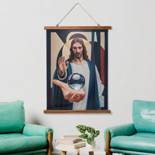 Tapisserie Suspendue Jésus dans l'élégance néo-cubiste Abstrait moderne