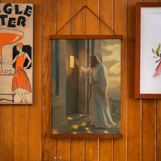 Tapisserie Suspendue Jésus frappe à une porte rustique (Créateur téléchargé)