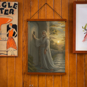 Tapisserie Suspendue Jésus frappe à une porte rustique