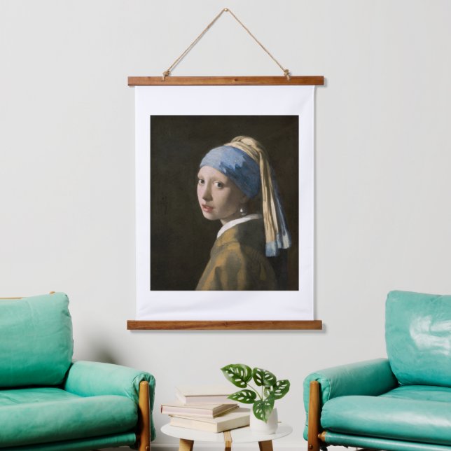 Tapisserie Suspendue Johannes Vermeer, fille avec une oreille perle (Salon)