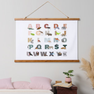 Tapisserie Suspendue Joli Alphabet ABC Animaux de classe Nursery