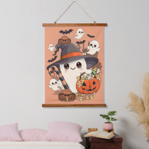 Tapisserie Suspendue Joli fantôme d'Halloween de style Kawaii