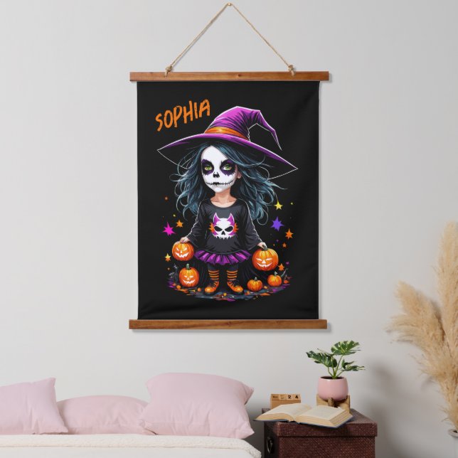Tapisserie Suspendue Jolie Adorable Kawaii Halloween sorcière (Chambre à coucher)