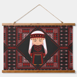 Tapisserie Suspendue jolie fille palestinienne Broderie rouge tatreez