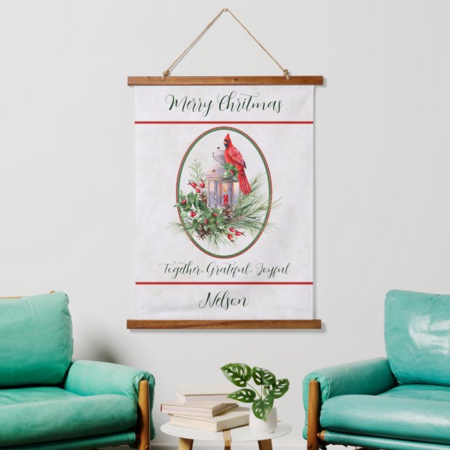 Tapisserie Suspendue Jolie lanterne avec Noël saint et cardinal (Salon)